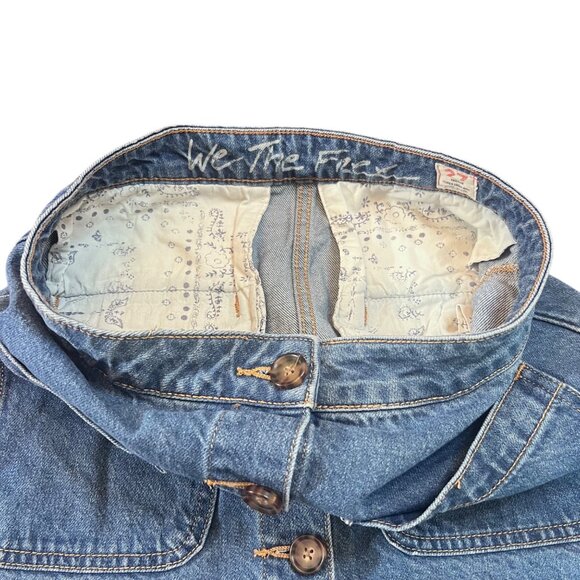 We The Free Womens Super High Rise Blue Denim Button Front Mini Skirt Sz 27 - Picture 5 of 6